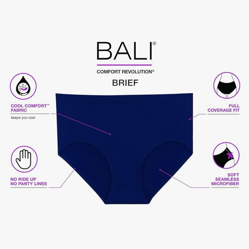 Bali Women's Comfort Revolution Seamless Underwear, Microfiber Panty, 3-pack
